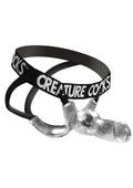 Creature Cock Snow Wolf Hollow Strap-On with Harness - Black/Clear