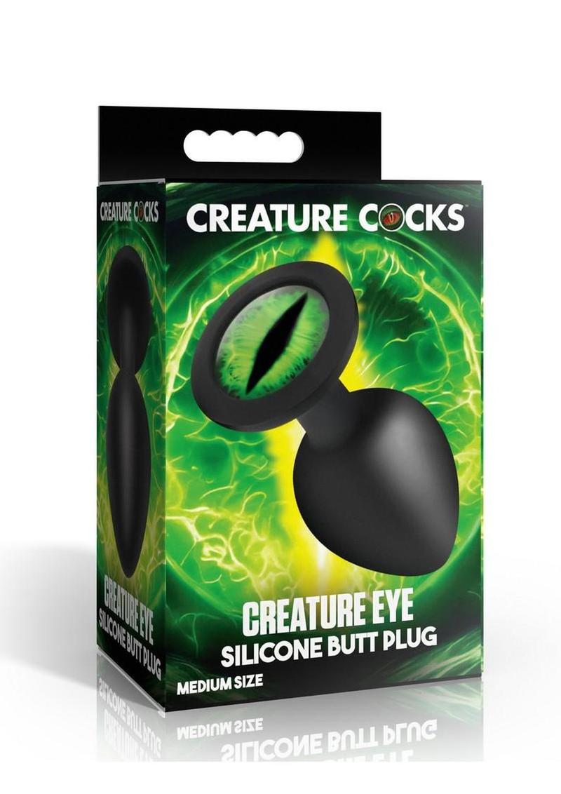 Creature Cocks Green Eye Silicone Butt Plug - Black/Green - Medium