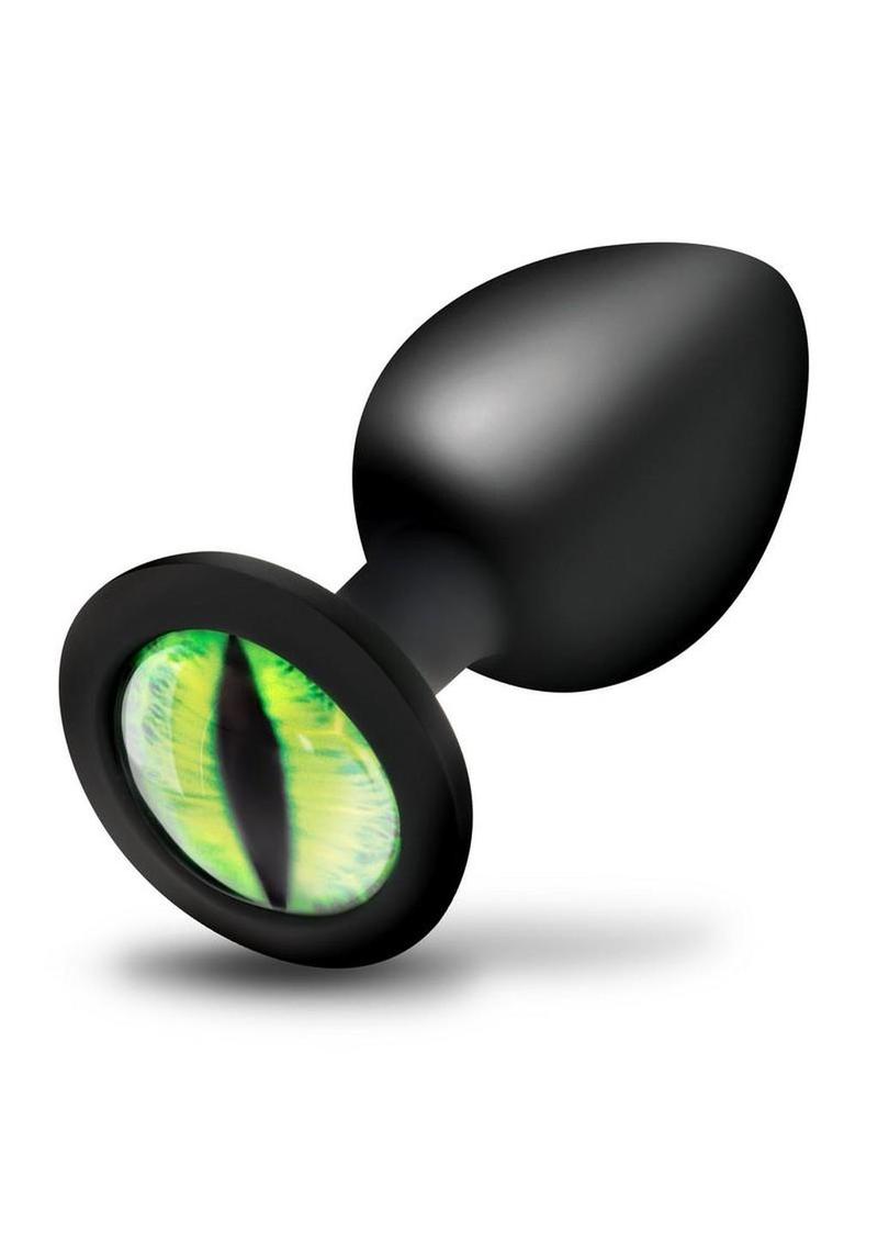 Creature Cocks Green Eye Silicone Butt Plug - Black/Green - Medium