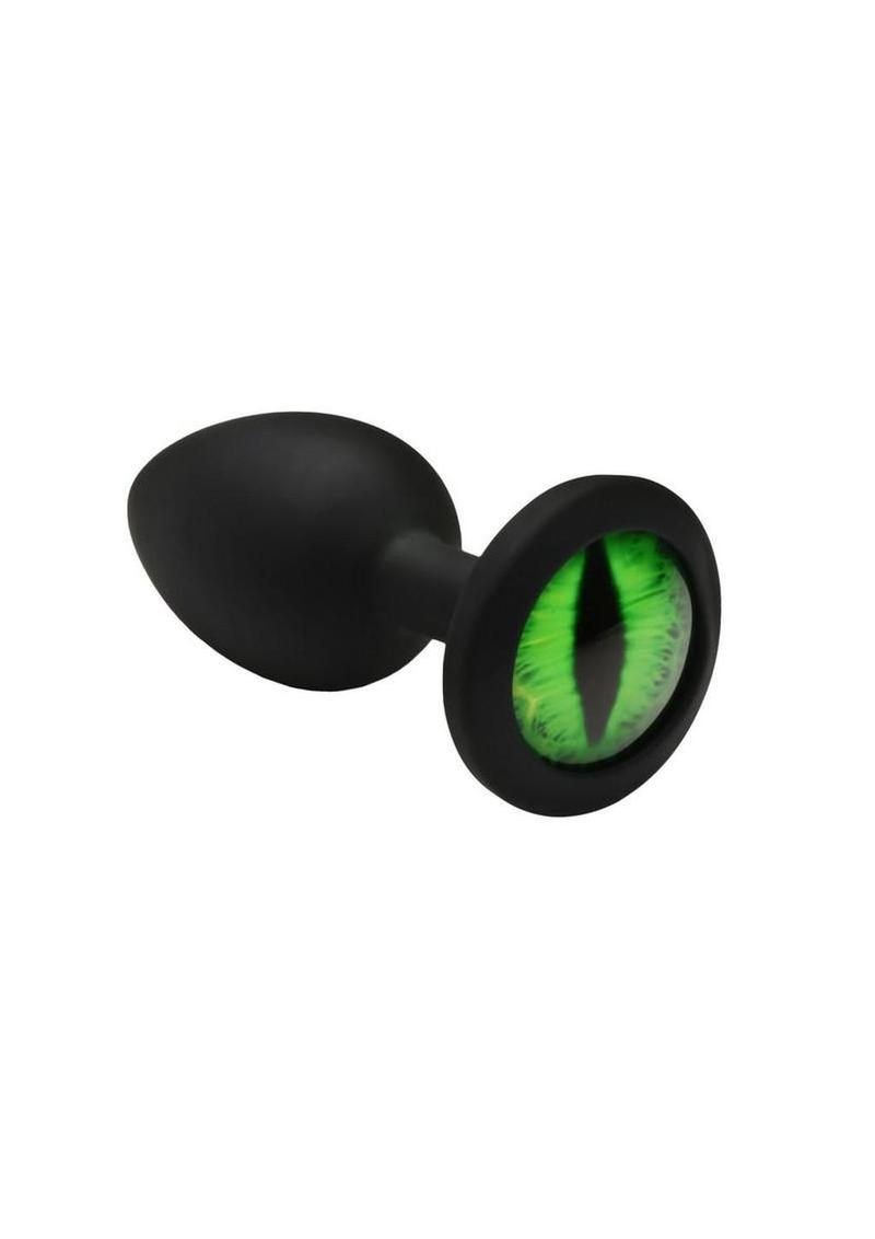 Creature Cocks Green Eye Silicone Butt Plug - Black/Green - Small