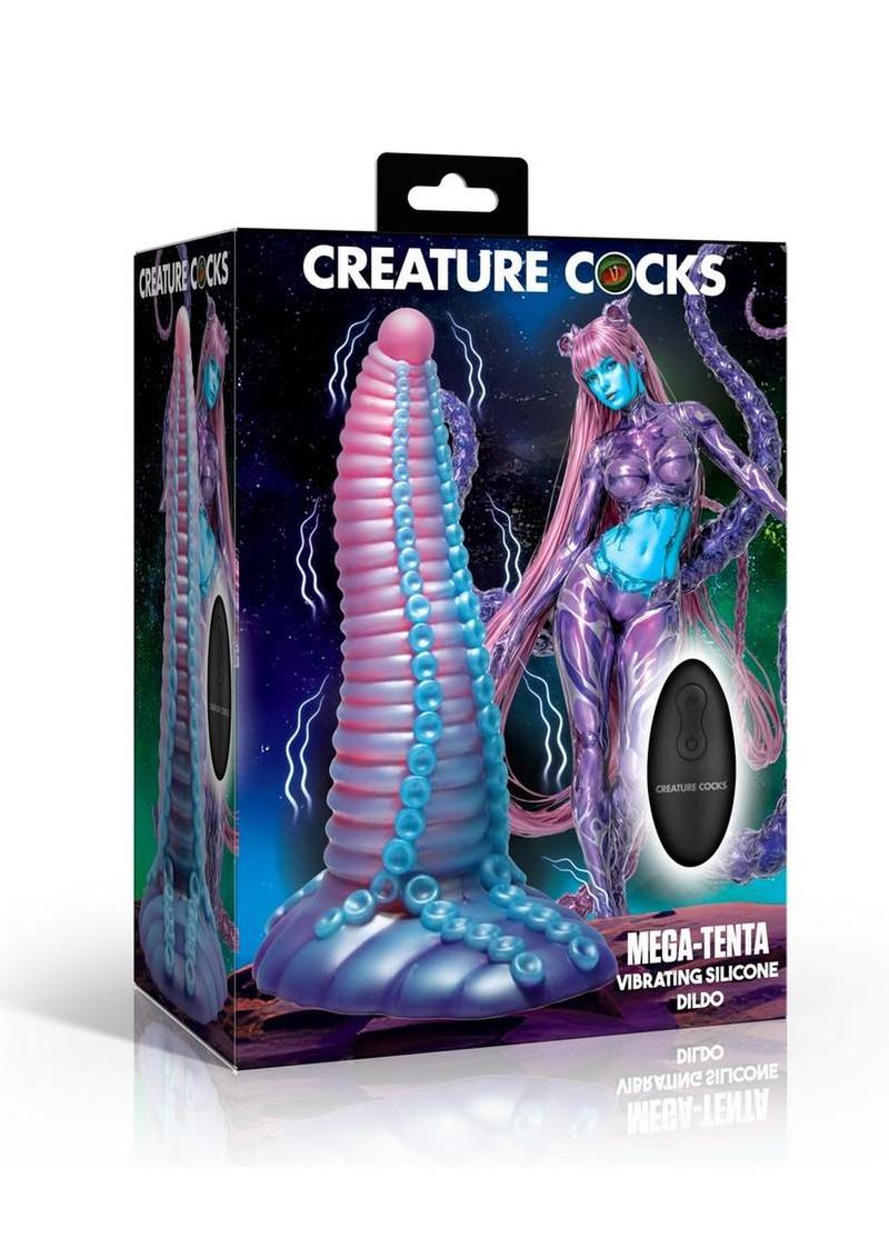 Creature Cocks Mega-Tenta Vibrating Rechargeable Silicone Dildo with Remote Control - Multicolor