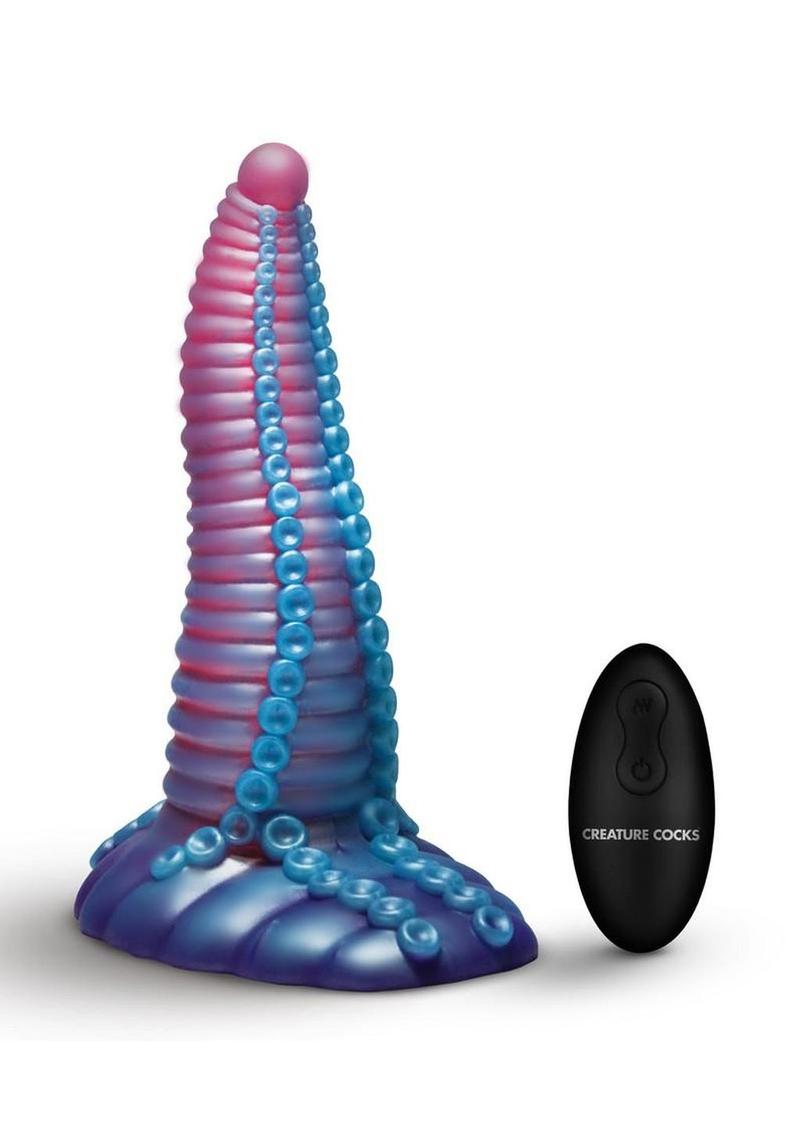 Creature Cocks Mega-Tenta Vibrating Rechargeable Silicone Dildo with Remote Control - Multicolor