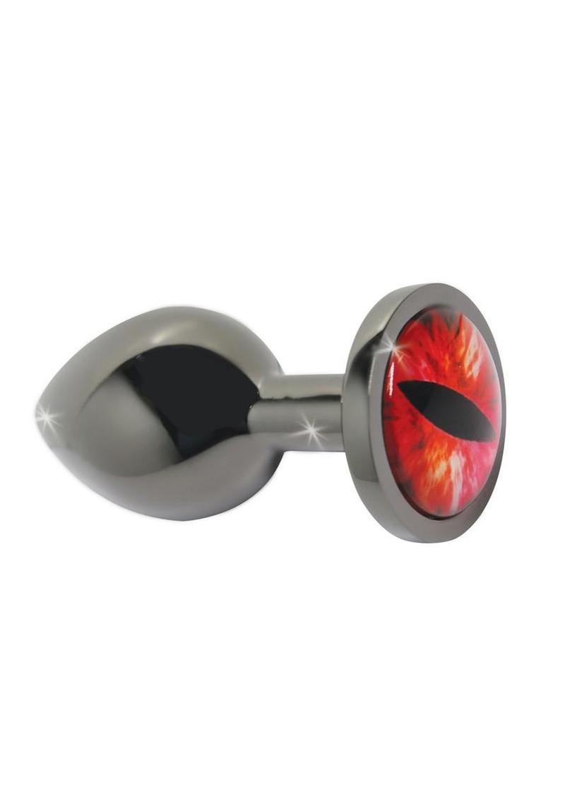 Creature Cocks Red Eye Metal Butt Plug - Black/Metal/Red - Medium
