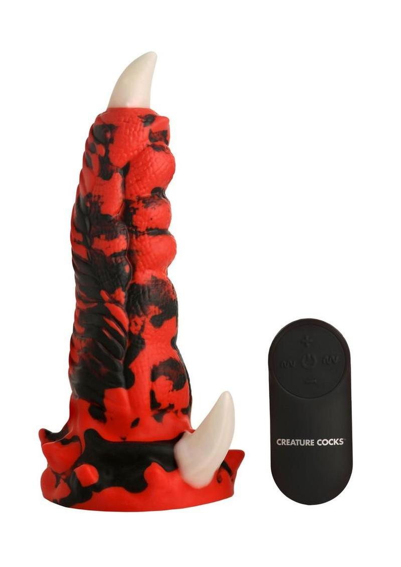 Creature Cocks Red Talon Vibrating Rechargeable Silicone Dildo - Black/Red