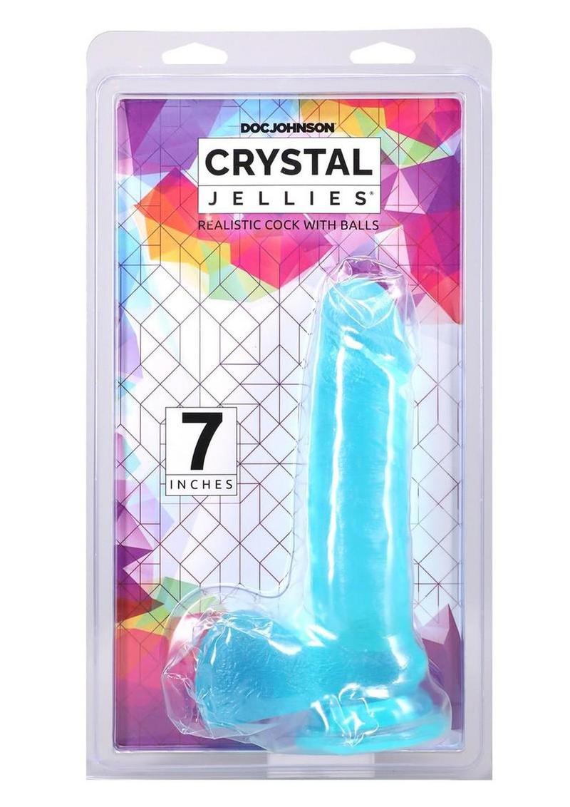 Crystal Jellies Realistic Dildo with Balls - Teal - 7in