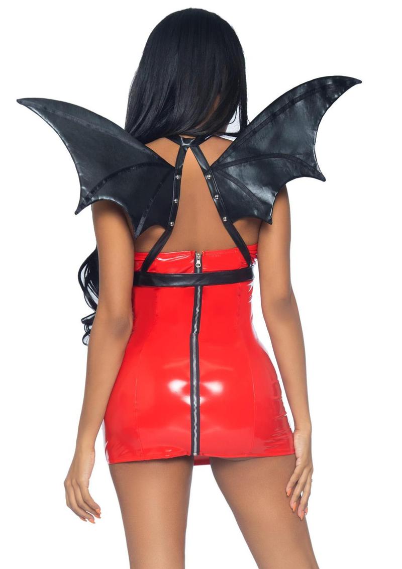 Leg Avenue Bat Wing Body Harness Faux Leather - Black - One Size