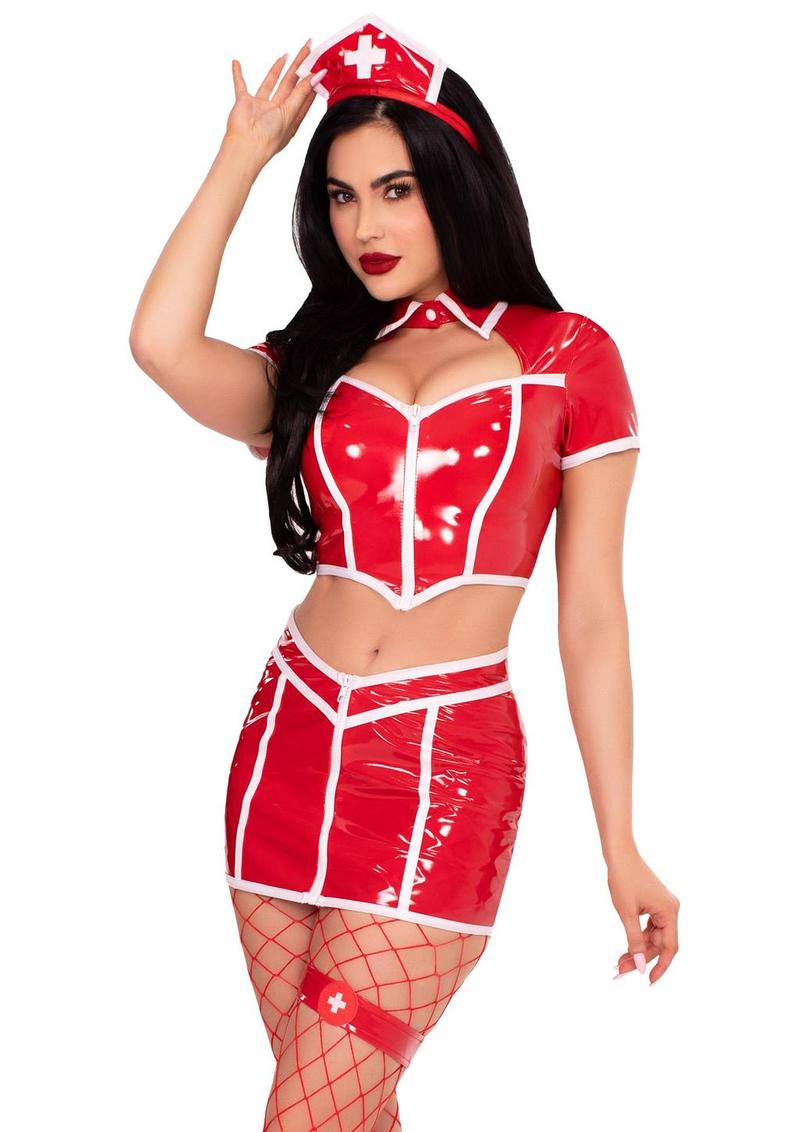 Leg Avenue Red Alert Nurse Costume - Red - Small - 4 Piece