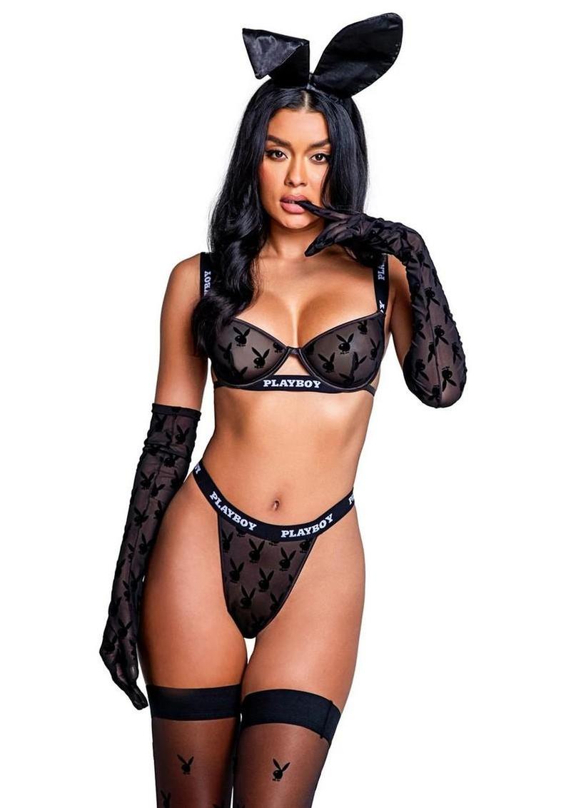 Playboy Bunny Noir - Black - Medium - 2 Piece/Set