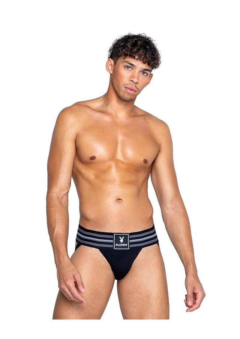 Playboy Mens Locker Room Classic Jock - Black - XLarge