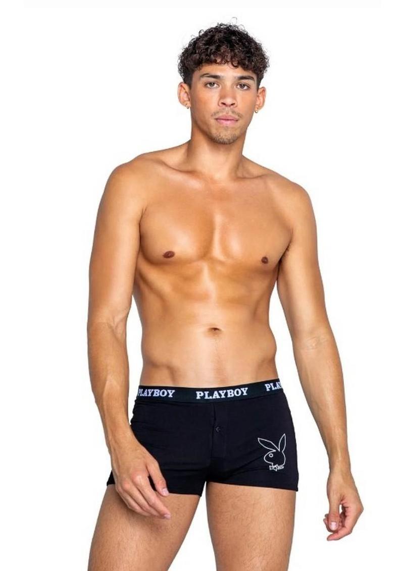 Playboy Mens Tuxedo Boxer Brief - Black/White - Medium