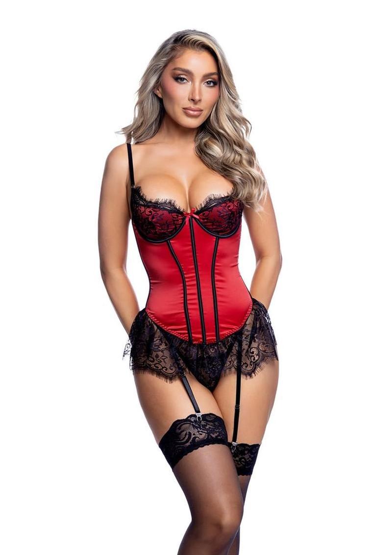 Roma Bella Bustier - Black/Red - XLarge - 2 Piece