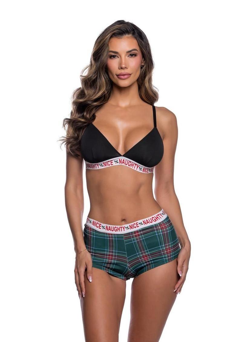 Roma Naughty and Nice Short - Black/Green - Medium/Small - 2 Piece/Set