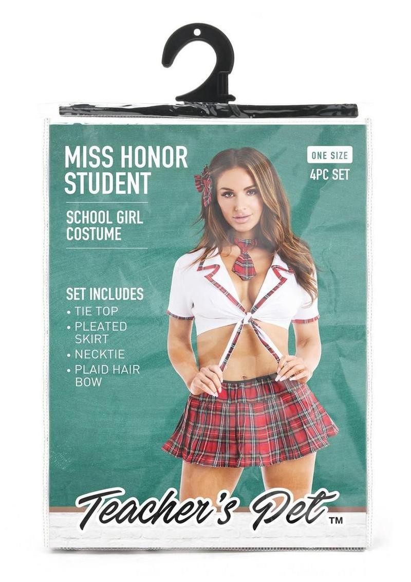 Teacher's Pet Ms. Honor Student Schoolgirl Costume - Red/White - One Size - 4 Piece