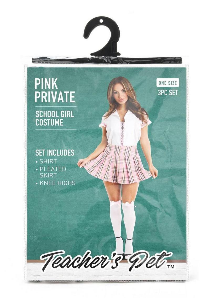 Teacher's Pet Private Schoolgirl Costume - Pink/White - One Size - 3 Piece