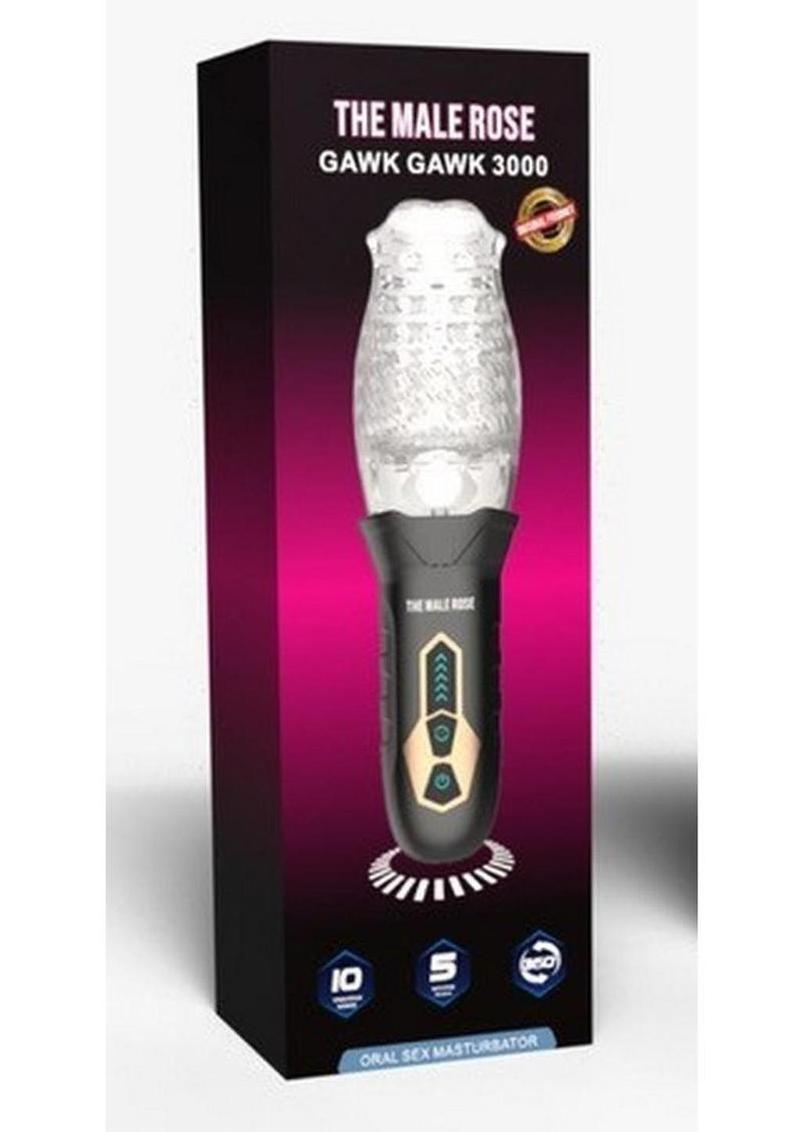 The Male Rose Rechargeable Rotating Masturbator - Black/Clear