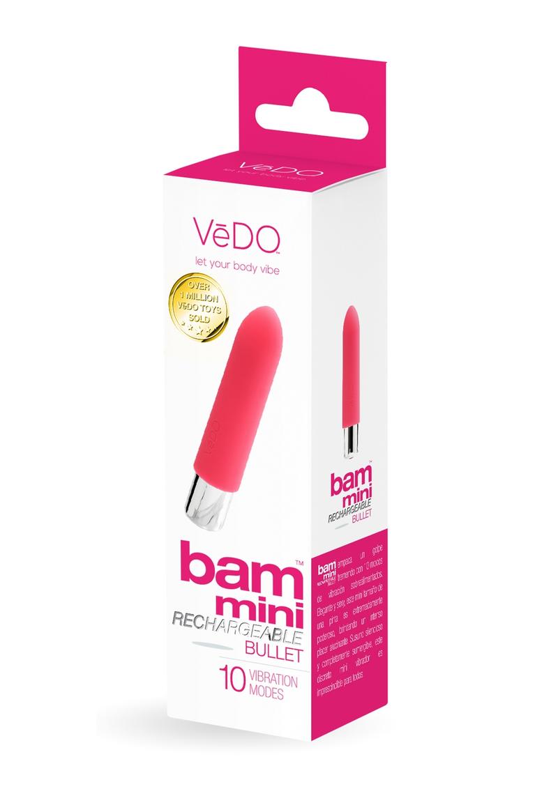 Vedo Bam Mini Rechargeable Silicone Bullet Vibrator - Foxy - Pink