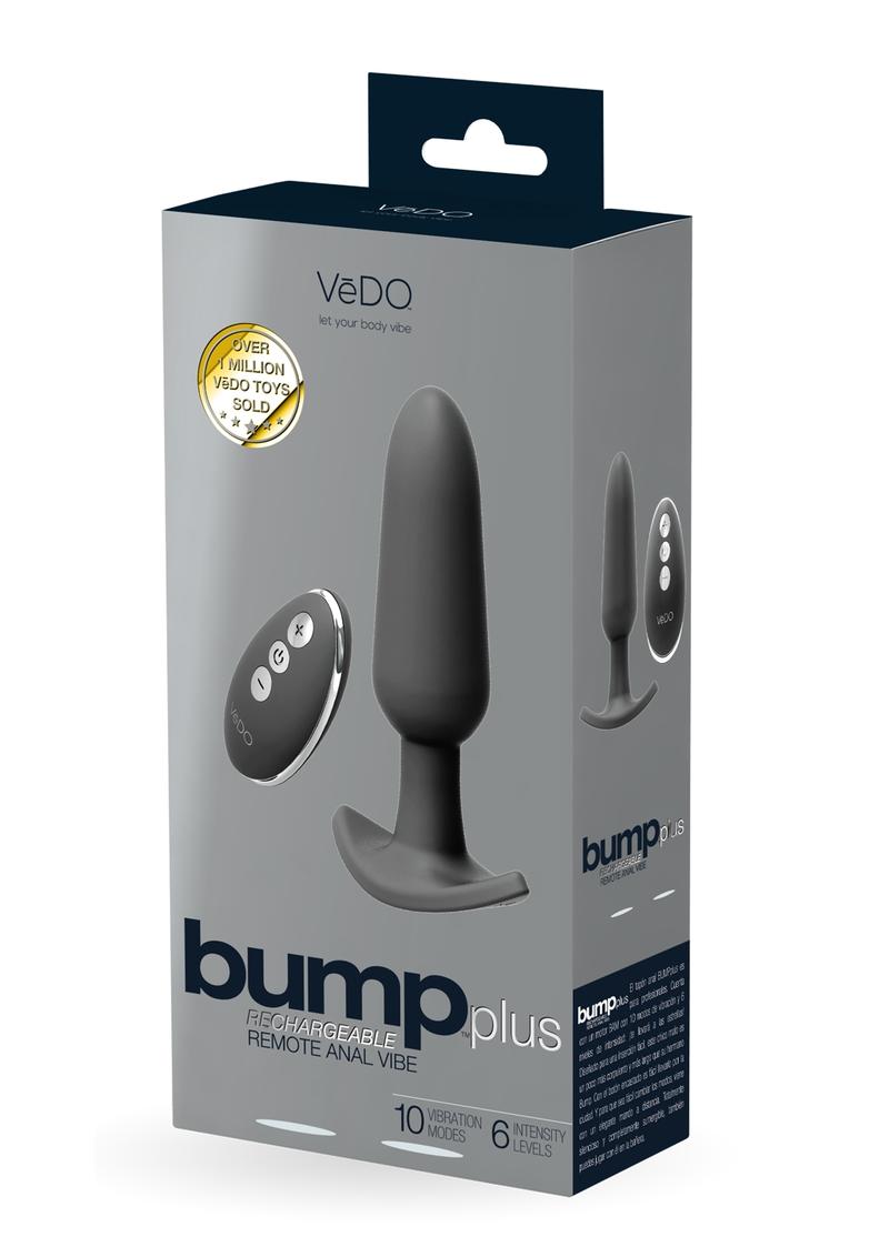 Vedo Bump Plus Rechargeable Silicone Anal Vibrator with Remote Control - Just - Black